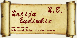 Matija Budimkić vizit kartica